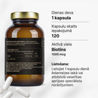 Biotīns 1000 mcg matu, ādas un enerģijas vielmaiņas atbalstam no Fuel Up (120 kapsulas)
