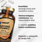 Buferēts C vitamīns 500 mg (nātrija askorbāts) imunitātei no Fuel Up (120 kapsulas)