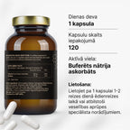 Buferēts C vitamīns 500 mg (nātrija askorbāts) imunitātei no Fuel Up (120 kapsulas)