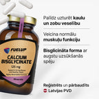 Kalcija bisglicināts 125 mg kauliem, zobiem un muskuļu darbībai no Fuel Up (120 kapsulas)