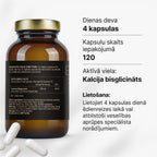 Kalcija bisglicināts 125 mg kauliem, zobiem un muskuļu darbībai no Fuel Up (120 kapsulas)