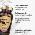 Dzelzs bisglicināts 36 mg enerģijai, hemoglobīnam un imunitātei no Fuel Up (90 kapsulas)