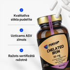 Dzelzs bisglicināts 36 mg enerģijai, hemoglobīnam un imunitātei no Fuel Up (90 kapsulas)