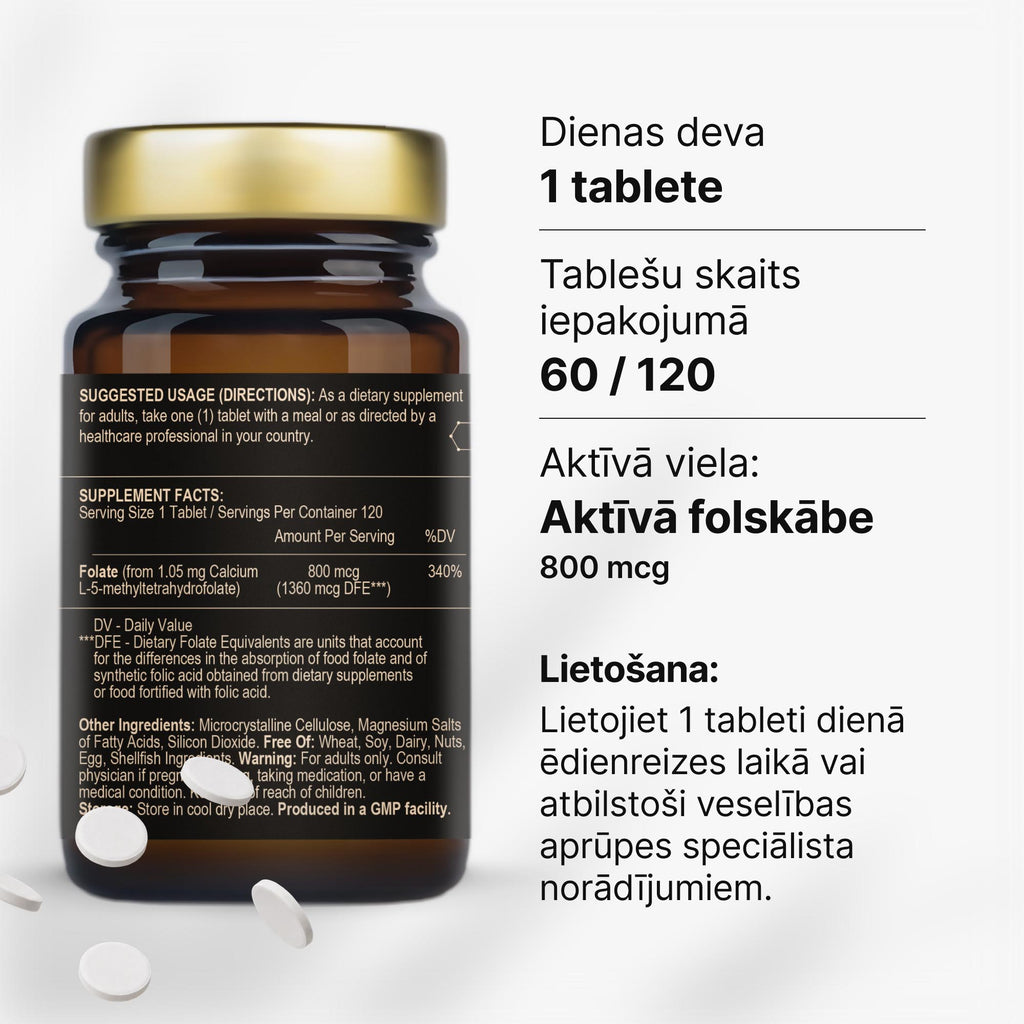 Aktīvā folskābe (5-MTHF) 800 mcg asinsradei un grūtniecības plānošanai no Fuel Up