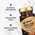 Aktīvā folskābe (5-MTHF) 800 mcg asinsradei un grūtniecības plānošanai no Fuel Up