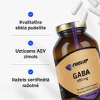 GABA 500 mg relaksācijai un vakara labsajūtai no Fuel Up (100 kapsulas)