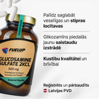 Glikozamīna sulfāts 500 mg (2KCl) skrimšļa struktūrvielu papildināšanai no Fuel Up (120 kapsulas)