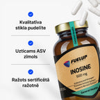 Inozīns 500 mg enerģijas procesiem, izturībai un atjaunošanās periodam no Fuel Up (100 kapsulas)
