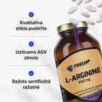L-arginīns 1000 mg asinsritei un fiziskajai veiktspējai no Fuel Up (120 kapsulas)