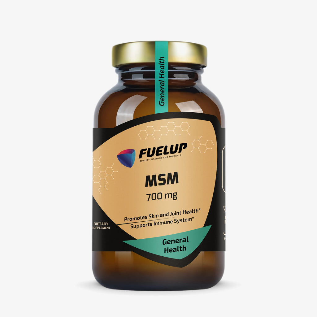 MSM organiskais sērs 700 mg locītavām un saistaudiem no Fuel Up (120 kapsulas)