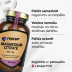 Magnija citrāts 100 mg enerģijai, nervu sistēmai un muskuļiem no Fuel Up (120 tabletes)