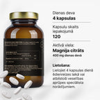 Magnija citrāts 100 mg enerģijai, nervu sistēmai un muskuļiem no Fuel Up (120 tabletes)