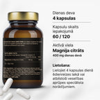 Magnija citrāts 100 mg enerģijai, nervu sistēmai un muskuļiem (kapsulu veidā) no Fuel Up
