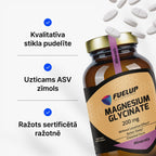Magnija bisglicināts 200 mg miegam, nervu sistēmai un muskuļiem no Fuel Up (60 tabletes)