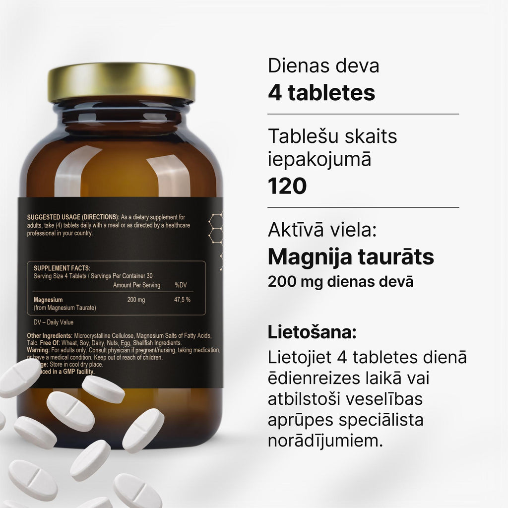Magnija taurāts 50 mg nervu sistēmai un muskuļu darbībai no Fuel Up (120 tabletes)