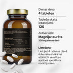 Magnija taurāts 50 mg nervu sistēmai un muskuļu darbībai no Fuel Up (120 tabletes)