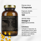 Omega-3 zivju eļļa mini kapsulās EPA un DHA triglicerīdu formā no Fuel Up (180 kapsulas)