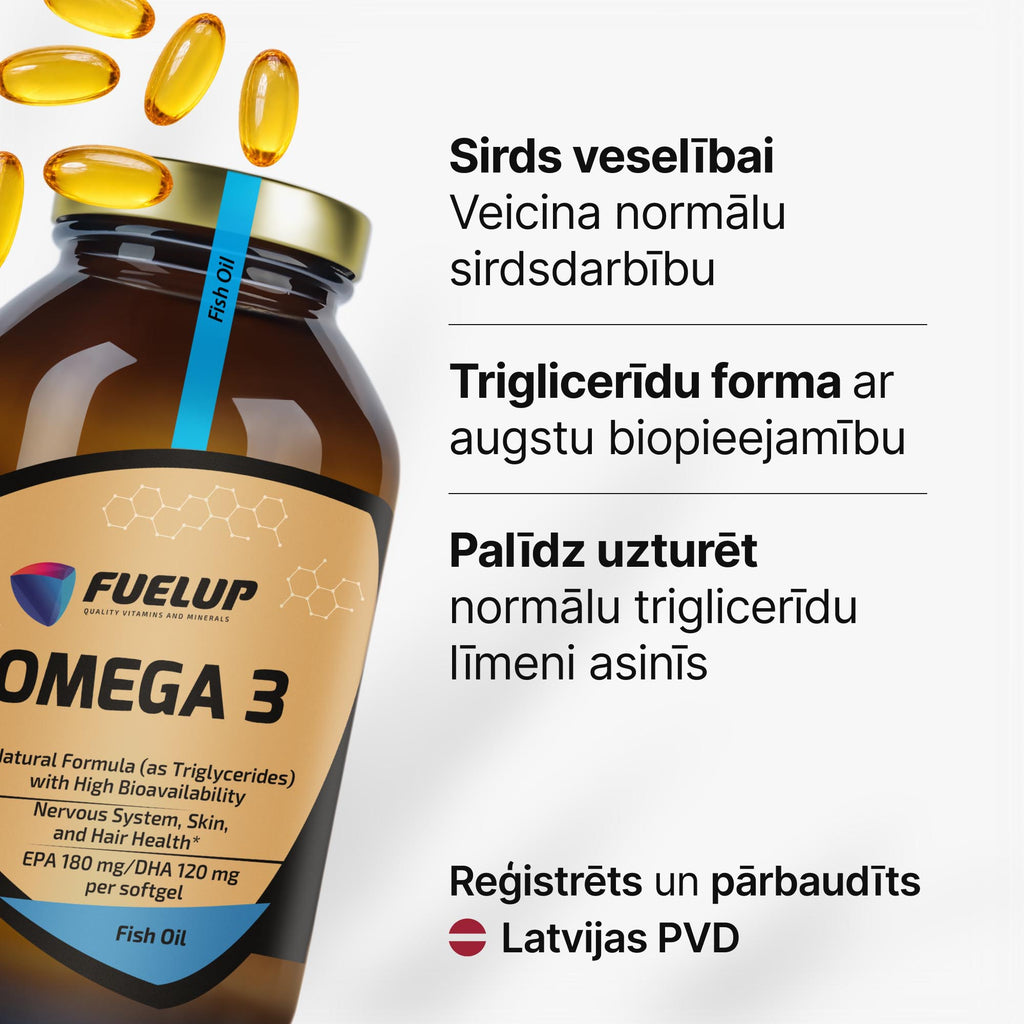 Omega-3 zivju eļļa 1000 mg EPA un DHA triglicerīdu formā