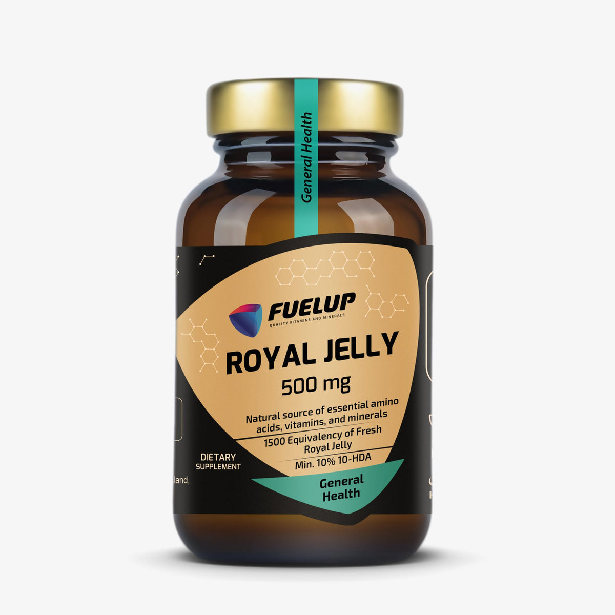 Bišu māšu peru pieniņš (Royal Jelly) 500 mg vitalitātei un antioksidatīvam atbalstam no Fuel Up (60 kapsulas)