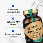 Bišu māšu peru pieniņš (Royal Jelly) 500 mg vitalitātei un antioksidatīvam atbalstam no Fuel Up (60 kapsulas)
