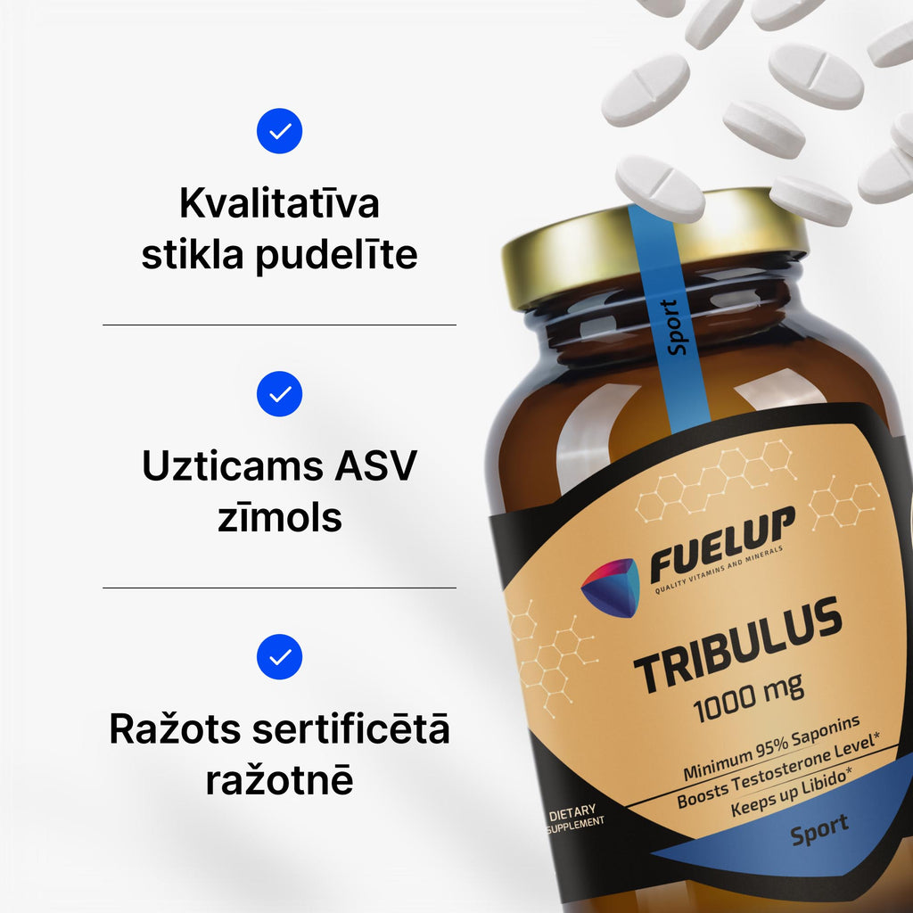 Tribulus Terrestris 1000 mg vīriešu libido un vitalitātei no Fuel Up (90 tabletes)