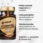 B12 vitamīns 1000 mcg enerģijai, nervu sistēmai un mazākam nogurumam no Fuel Up (100 tabletes)