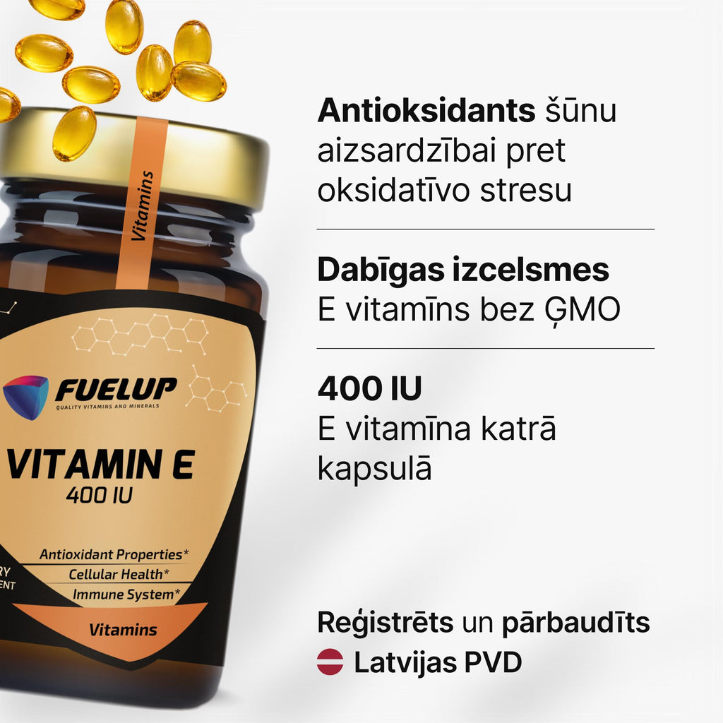 E vitamīns 400 IU antioksidants šūnu aizsardzībai no Fuel Up