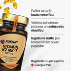 K2 vitamīns MK-7 100 mcg stipriem kauliem un normālai asins recēšanai no Fuel Up (60 kapsulas)