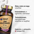 Cinka glikonāts 50 mg imunitātei, ādai, matiem un nagiem no Fuel Up