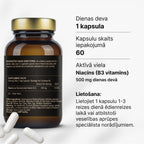 Niacinamīds (B3 vitamīns) 500 mg enerģijai, ādai un nervu sistēmai no Fuel Up (60 kapsulas)