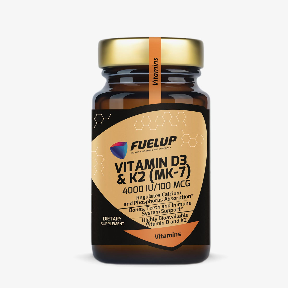 D3 vitamīns 4000 IU + K2 MK-7 imunitātei, kauliem un muskuļiem no Fuel Up